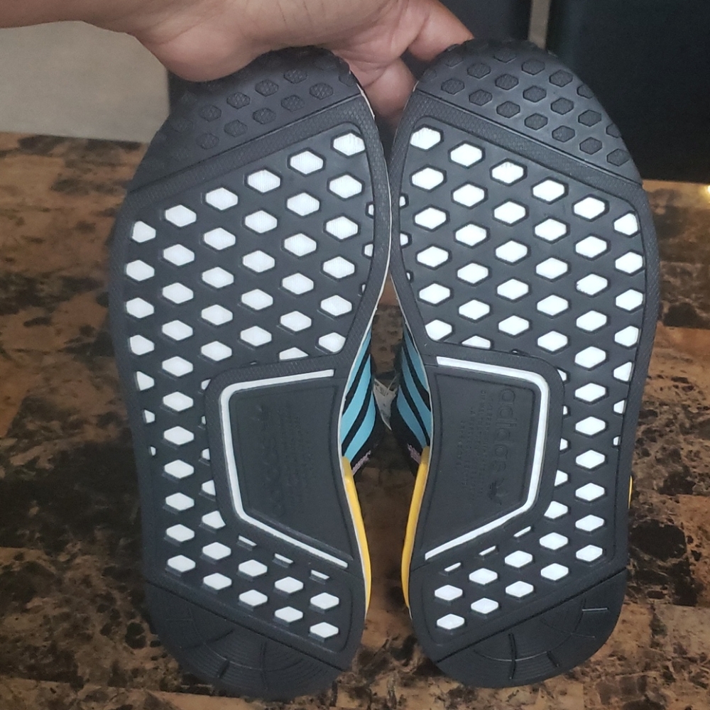 Rare Adidas NMD R1 Black/Yellow/Blue Sneakers NWT - Picture 12 of 16